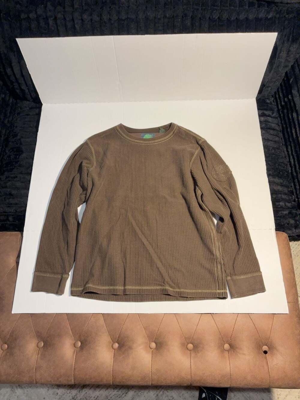 Timberland Eco Active Waffle Knit Long Sleeve Shirt Brown Size Large